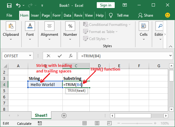 Excel 子字符串公式