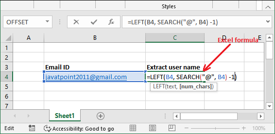 Excel 子字符串公式