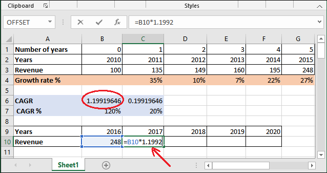 Excel 如何计算CAGR