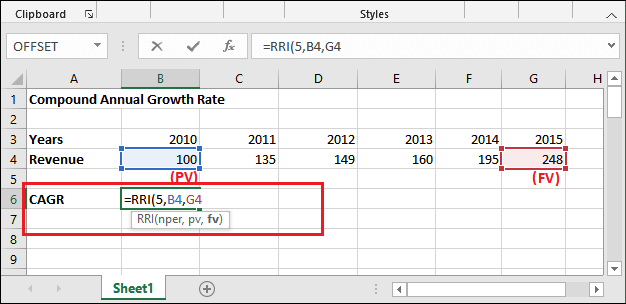 Excel 如何计算CAGR