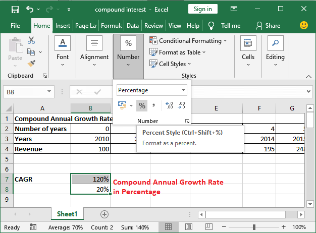 Excel 如何计算CAGR