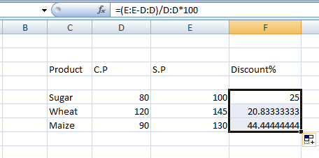 Excel 百分比公式