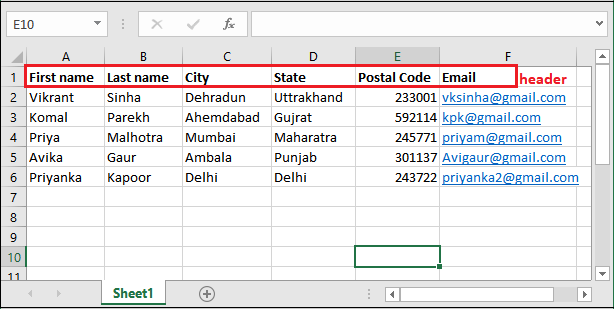 Excel 进行邮件合并