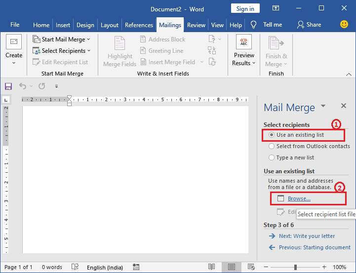 Excel 进行邮件合并