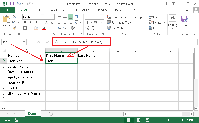 Excel 如何拆分单元格