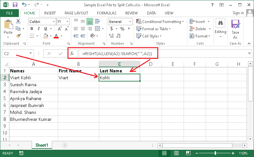 Excel 如何拆分单元格