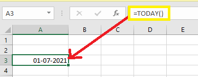 Excel 获取当前日期