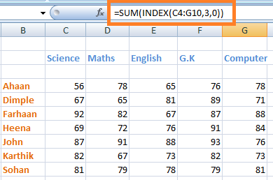 Excel INDEX函数