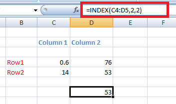 Excel INDEX函数