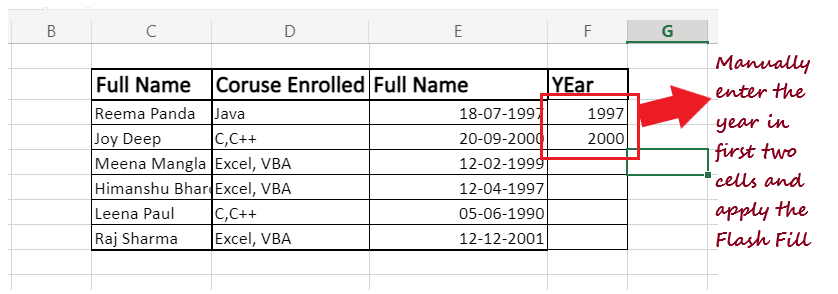 Excel Flash填充