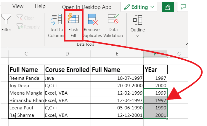 Excel Flash填充