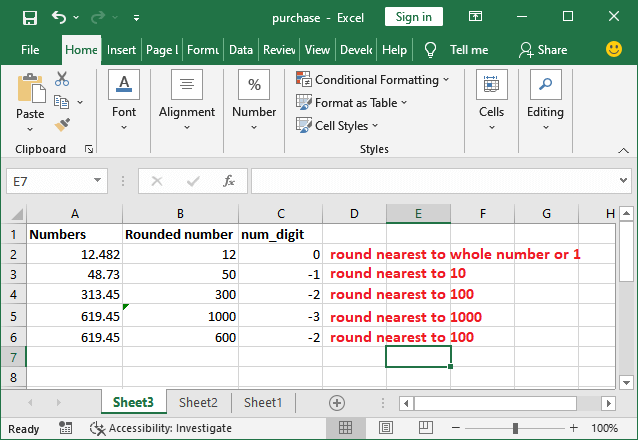 Excel ROUND公式