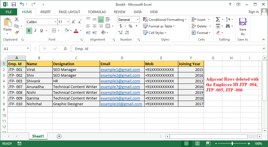 Excel 删除行快捷键