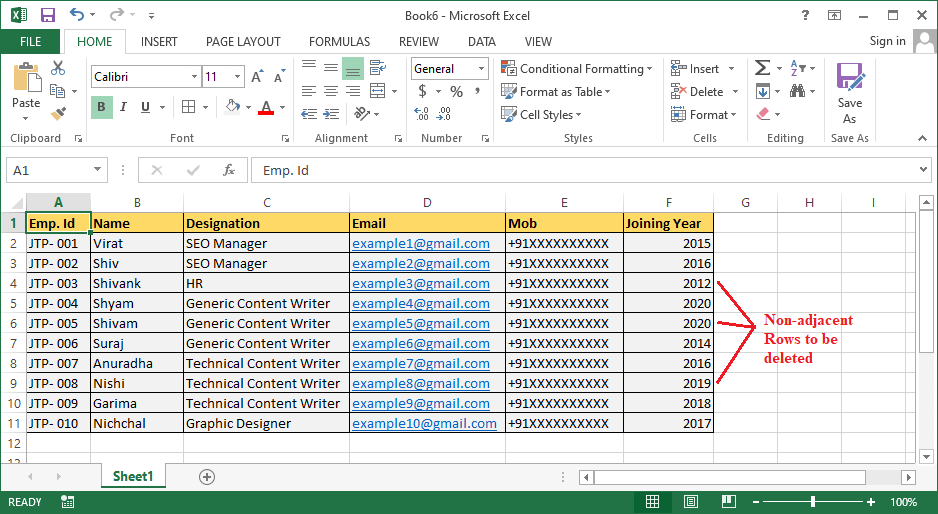 Excel 删除行快捷键