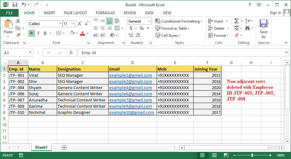 Excel 删除行快捷键