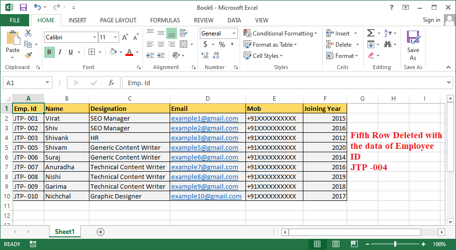 Excel 删除行快捷键