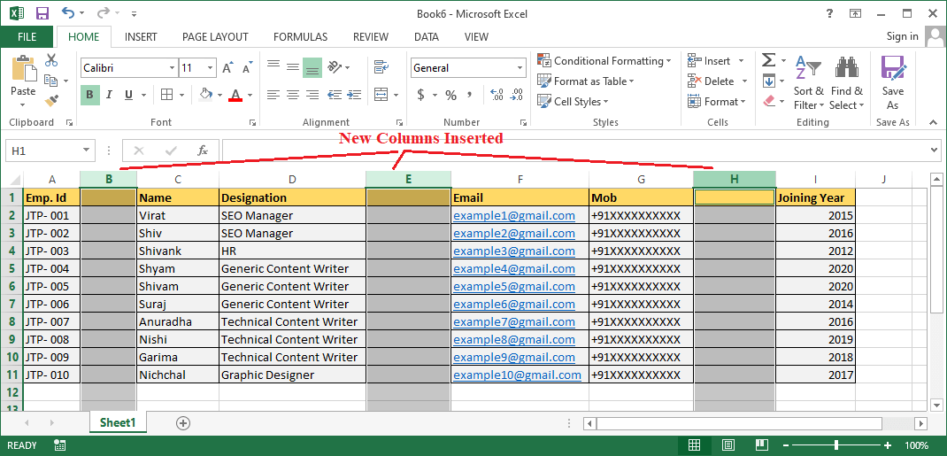 Excel 插入列快捷键