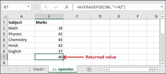 Excel 不等于运算符