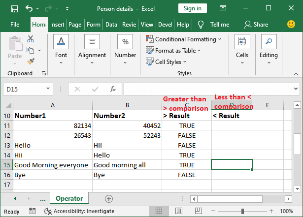 Excel 逻辑运算符