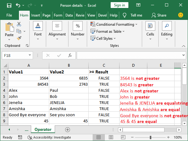 Excel 逻辑运算符