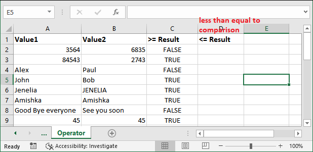 Excel 逻辑运算符