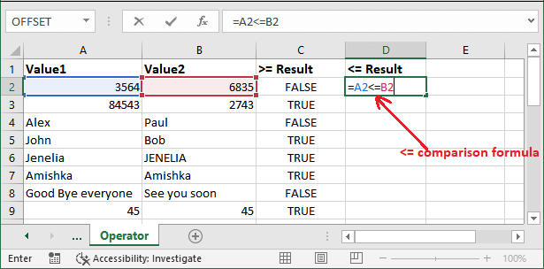 Excel 逻辑运算符