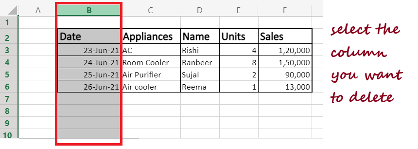 Excel 删除数据