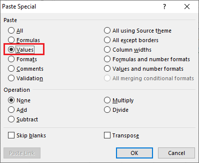 Excel 粘贴特殊快捷方式