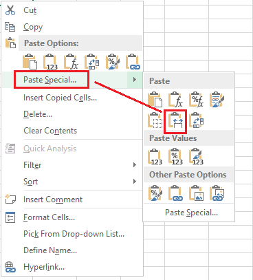 Excel 粘贴特殊快捷方式