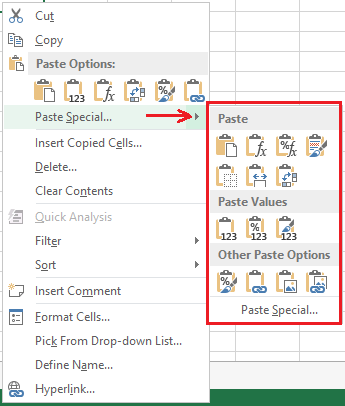 Excel 粘贴特殊快捷方式