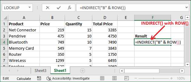 Excel INDIRECT()函数