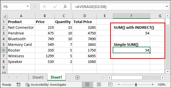 Excel INDIRECT()函数