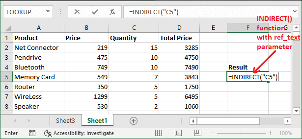 Excel INDIRECT()函数