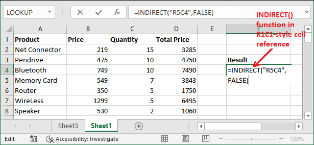 Excel INDIRECT()函数