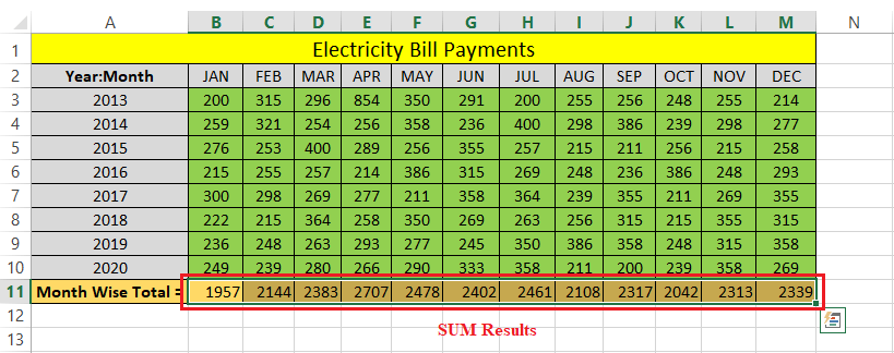 Excel 求和快捷键