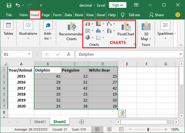 Excel 图表类型