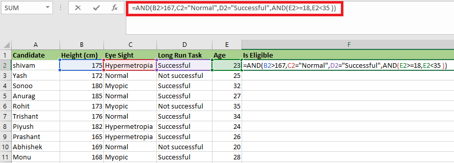 Excel AND函数