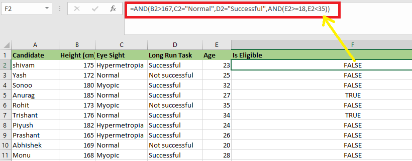 Excel AND函数