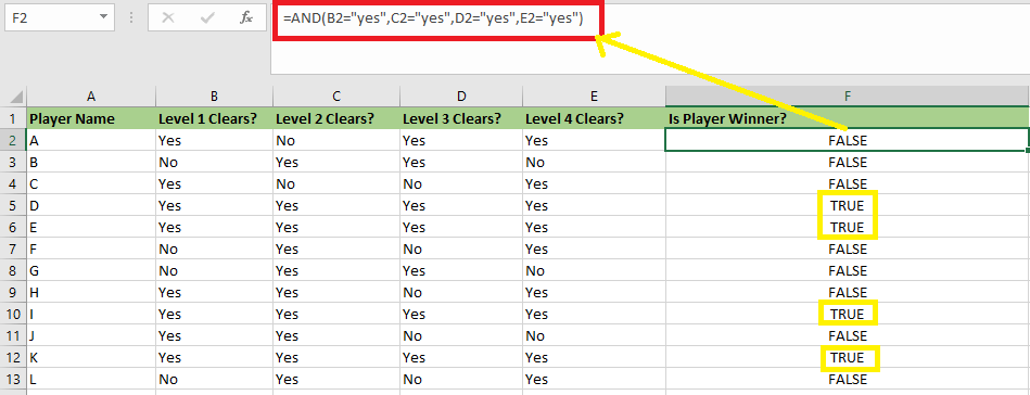 Excel AND函数