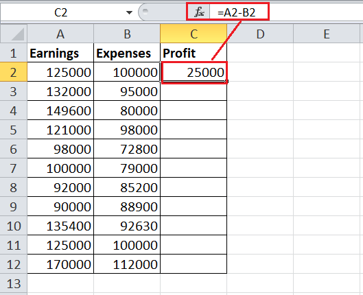 Excel 如何进行减法运算