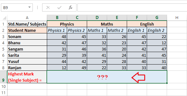 Excel MAX()函数