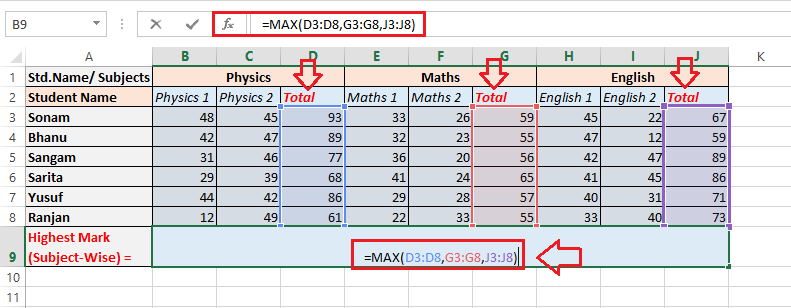 Excel MAX()函数