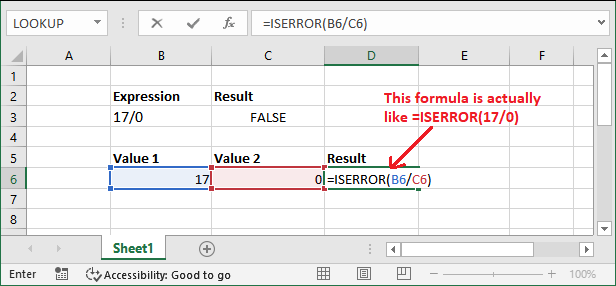 Excel ISERROR()函数