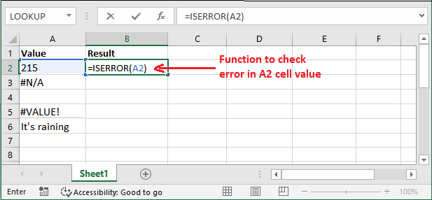 Excel ISERROR()函数