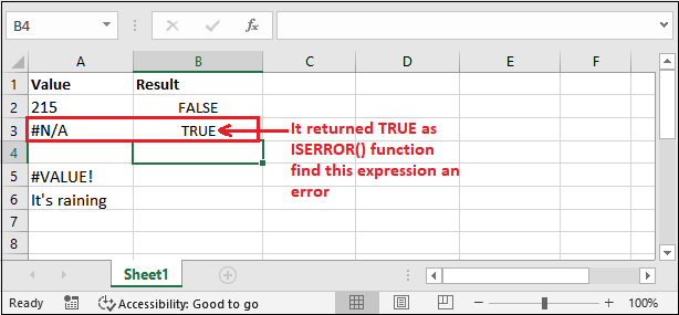 Excel ISERROR()函数