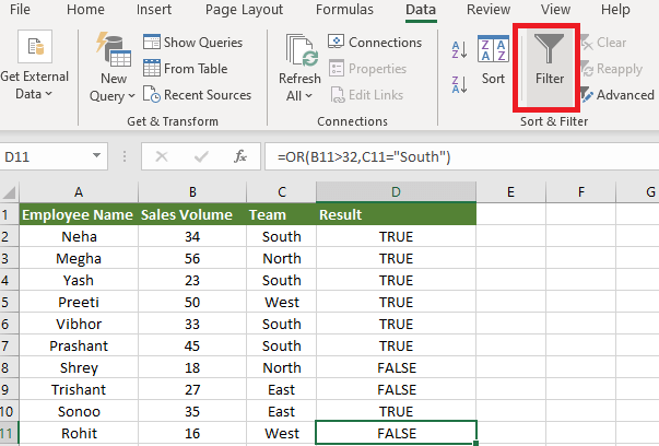 Excel OR函数