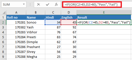 Excel OR函数