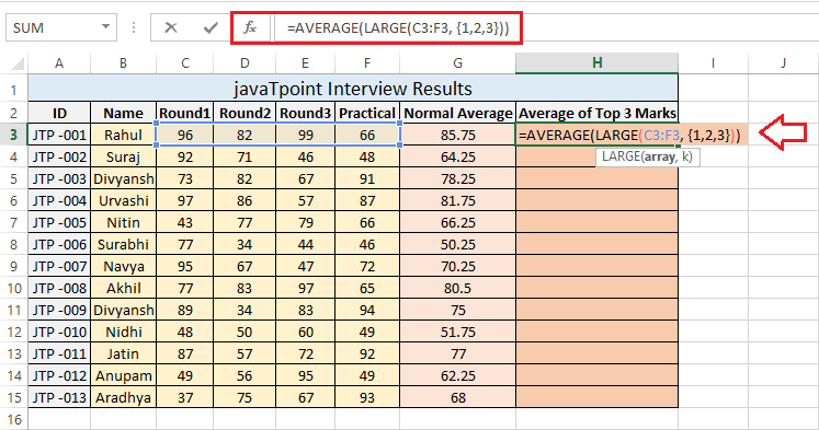 Excel AVERAGE()函数