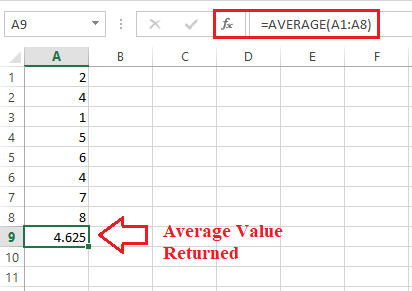 Excel AVERAGE()函数