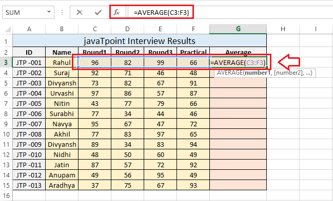 Excel AVERAGE()函数